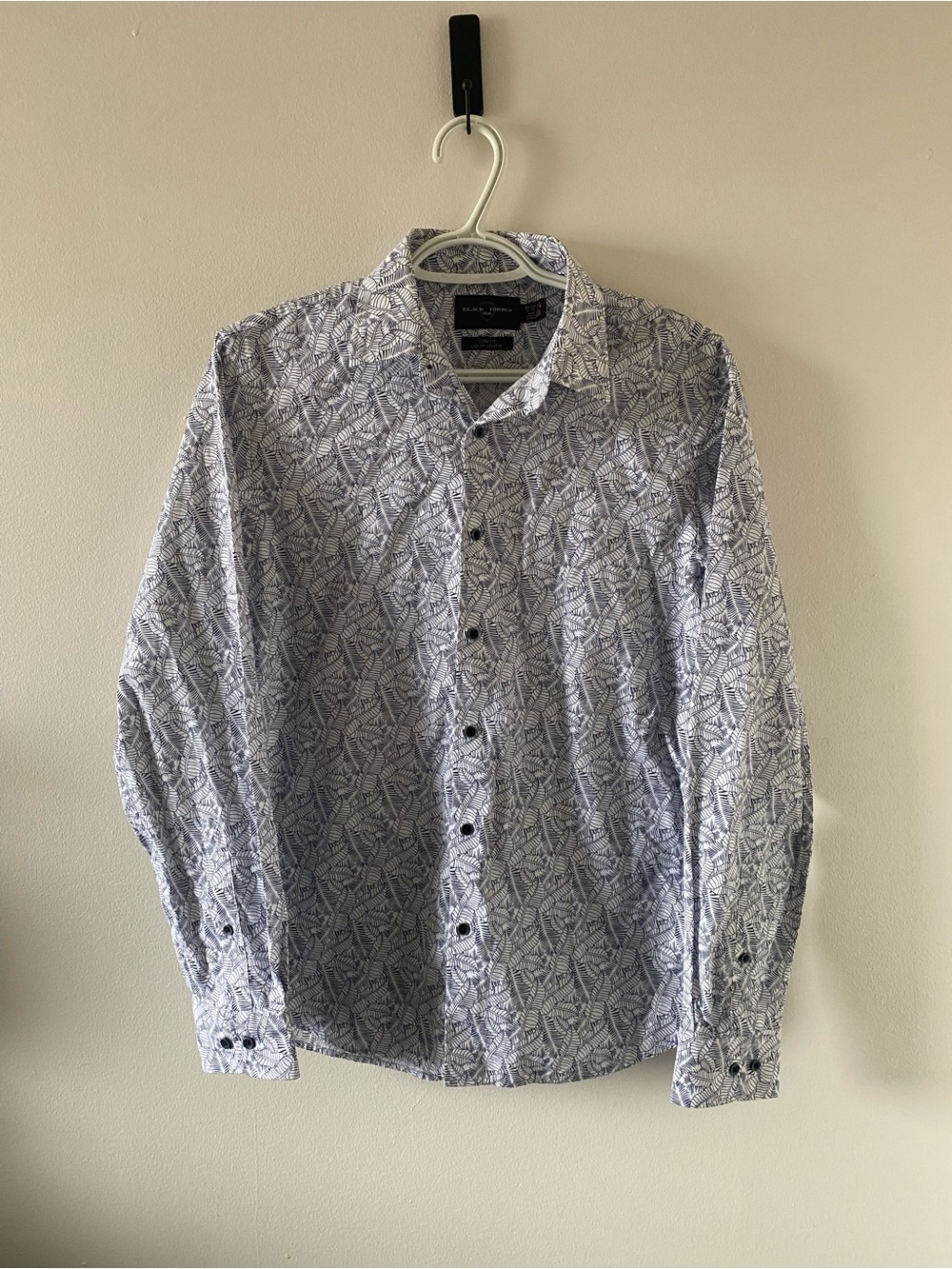 Black Brown 1826 White & Navy Printed Button-Down Shirt